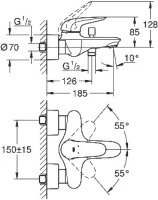 Смеситель для ванны с душем Grohe Eurostyle 23726003 Смеситель для ванны с душем Grohe Eurostyle 23726003