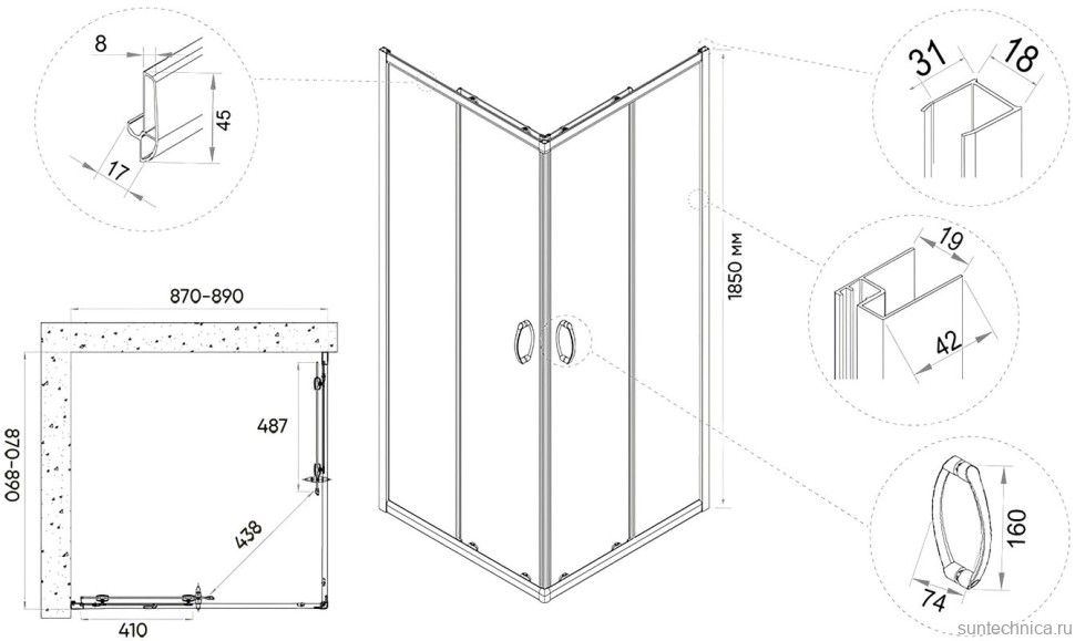 Душевой уголок Veconi Rovigo RV-113B 90x90