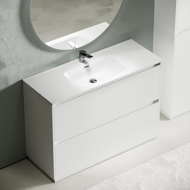 Тумба с раковиной Sancos Libra Floor 120 белый глянец, белая раковина CN7006
