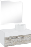 Мебель для ванной комнаты Runo Вудлайн 85 скандинавский дуб, раковина Sole 40