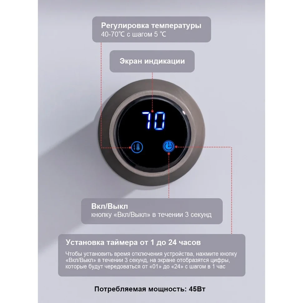 Полотенцесушитель электрический RAGLO R350.51.09 встраиваемый сенсорный с терморегулятором, графит