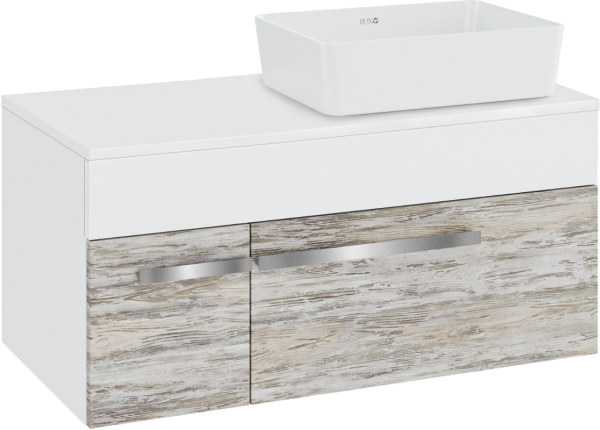 Тумба с раковиной Runo Вудлайн 100 подвесная, скандинавский дуб, раковина Tre 50