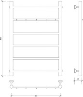 Полотенцесушитель водяной Secado Триада 1 К 80x55 см, графит, лесенка
