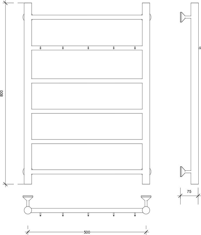 Полотенцесушитель водяной Secado Триада 1 К 80x55 см, графит, лесенка