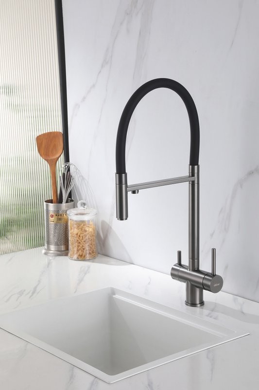 Смеситель для кухни Abber Wasser Kreis AF81141NG с гибким изливом, никель