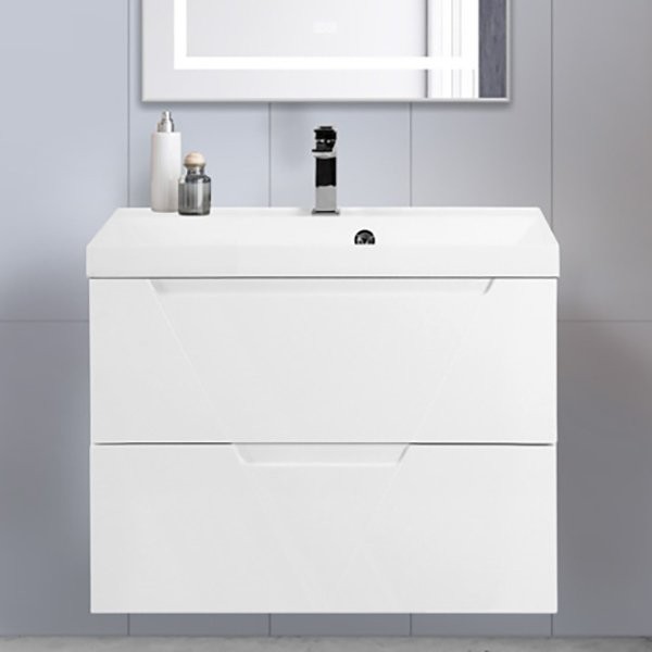 Тумба с раковиной BelBagno Vittoria 80 подвесная, bianco lucido, белая глянцевая раковина