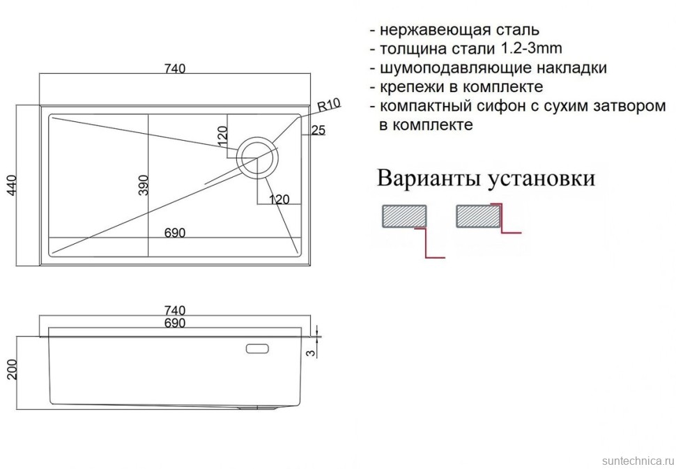 Кухонная мойка ZorG LUX 7444