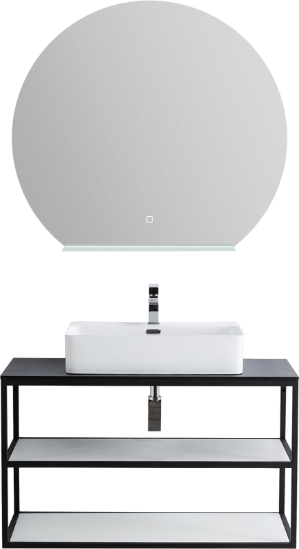 Мебель для ванной комнаты Cezares Cadro 100, 2-х ярусная, подвесная, белые полки, со столешницей и раковиной BB1338