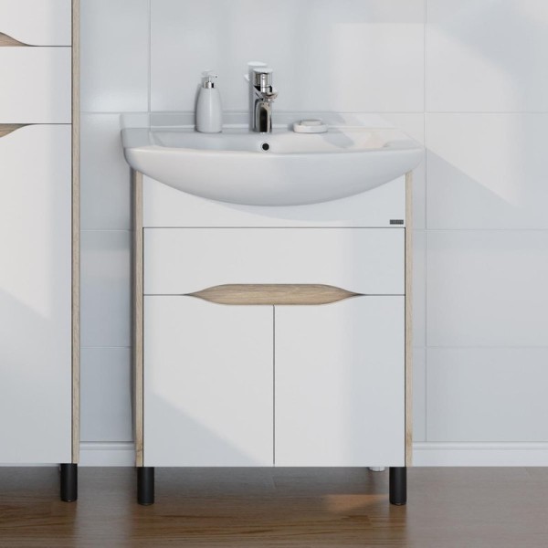 Тумба под раковину СаНта Сатурн 70 напольная, 2 двери, 1 ящик, дуб австрийский