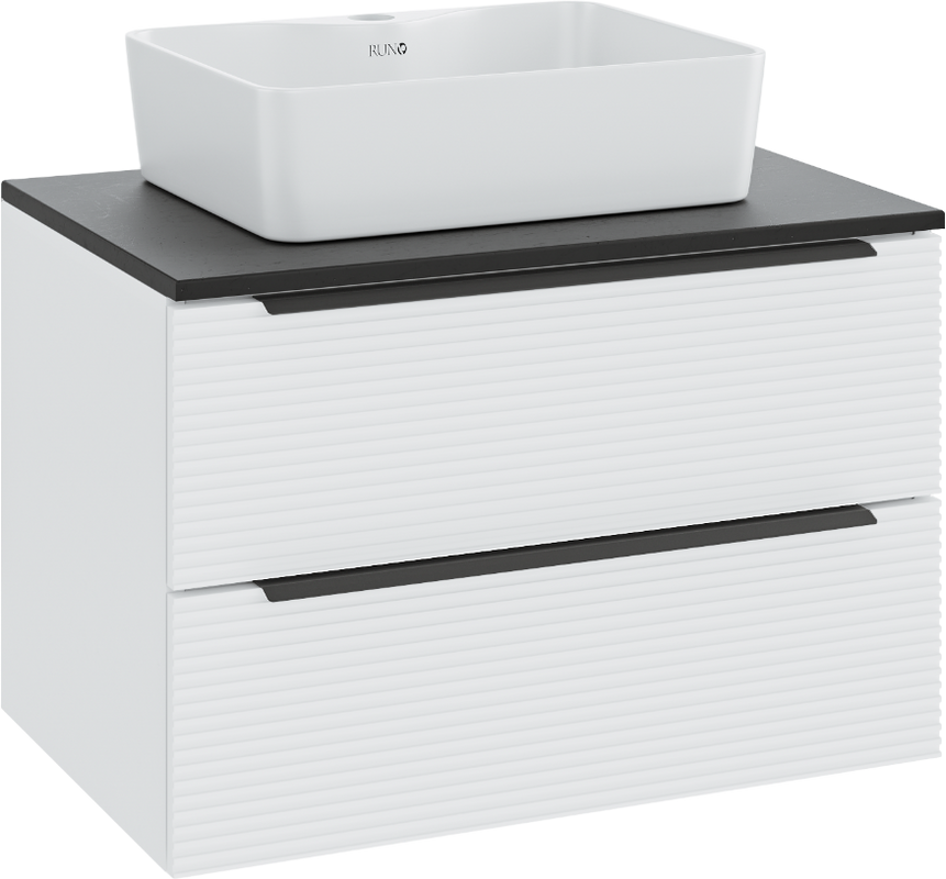 Мебель для ванной комнаты Runo Орлеан 70 белая матовая, черная, раковина Lavello 50
