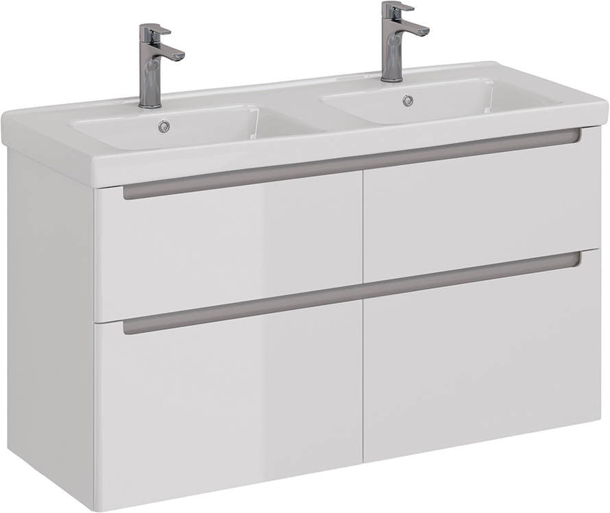 Тумба под раковину Lemark Buno 120 белая глянцевая, 2 ящика
