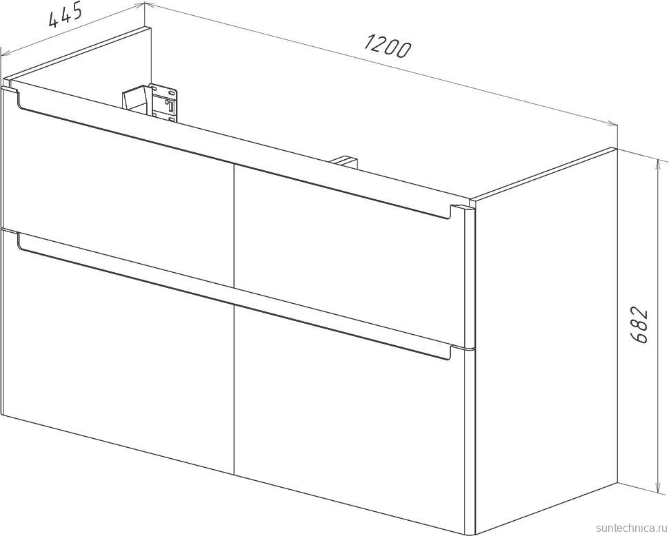Тумба под раковину Lemark Buno 120 белая глянцевая, 2 ящика