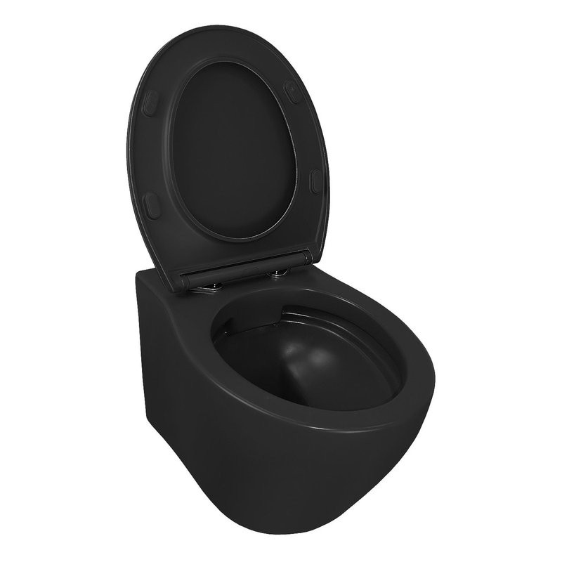 Унитаз подвесной Azario Keras matt black безободковый, с сиденьем микролифт (AZ-99046B)