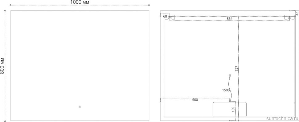 Зеркало Grossman Pragma-норма Black 100 с подсветкой, с антизапотевателем