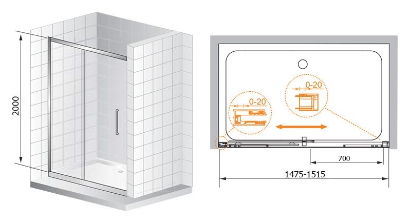 Душевая дверь в нишу Cezares Premier Soft W BF1 150 C Cr IV