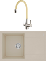 Комплект Мойка Lemark Imandra 760 9910026 бежевая + Смеситель Comfort LM3075BN-Beige с гибким изливом, никель, бежевый