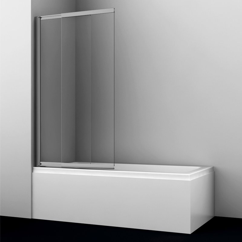 Шторка на ванну Wasserkraft Tauber 64S 100 см, профиль никель, стекло прозрачное