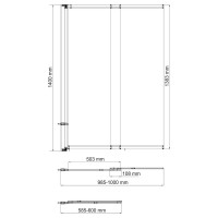 Шторка на ванну Wasserkraft Tauber 64S 100 см, профиль никель, стекло прозрачное