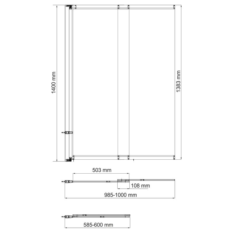 Шторка на ванну Wasserkraft Tauber 64S 100 см, профиль никель, стекло прозрачное