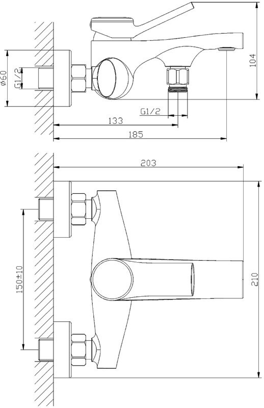 Смеситель для ванны с душем Orange Organic M27-100cr