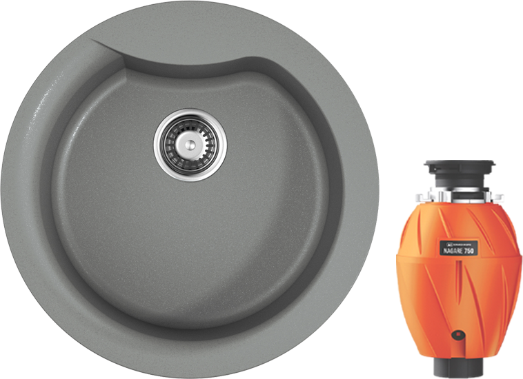 Комплект Мойка Omoikiri Yasugata 48R-GR leningrad grey + Измельчитель Nagare 750