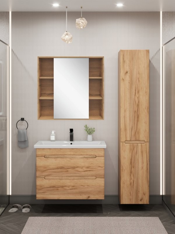 Тумба с раковиной SanStar Diva 80 подвесная, Gold Kraft, раковина Moduo 80