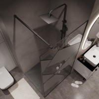 Душевая перегородка Niagara Nova NG-680-10BLACK 100х195, профиль матовый черный, стекло прозрачное с рисунком