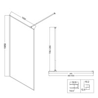 Душевая перегородка Niagara Nova NG-680-10BLACK 100х195, профиль матовый черный, стекло прозрачное с рисунком