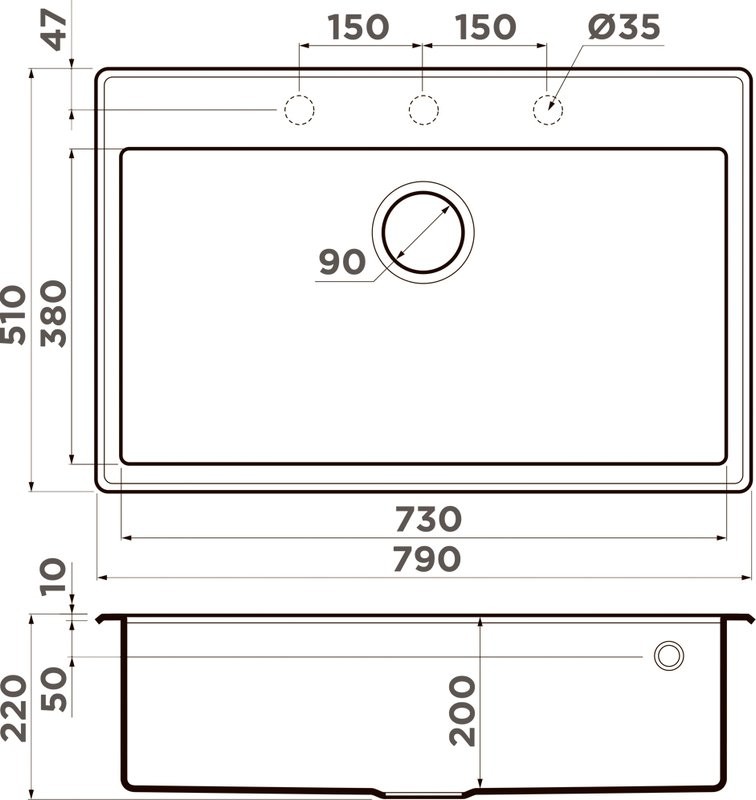Комплект Мойка Omoikiri Tedori 79 шампань + Измельчитель Nagare slim 1250