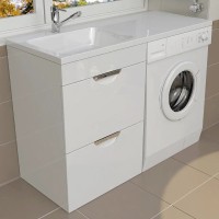 Тумба с раковиной Emmy Милли 120 L, под стиральную машину, белая