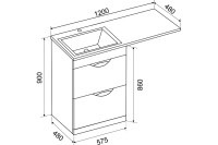 Тумба с раковиной Emmy Милли 120 L, под стиральную машину, белая
