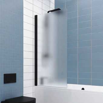 Шторка на ванну Kubele DE020 DE020P601-MAT-BLM- 75х150 150х75, профиль черный матовый, стекло матовое