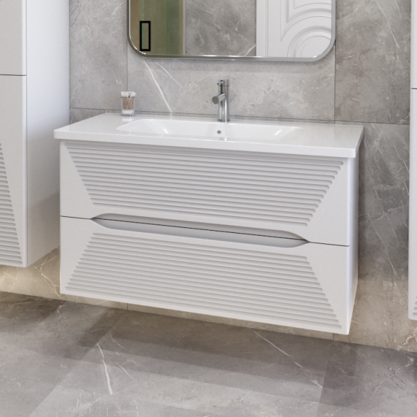 Тумба с раковиной Caprigo Modo Terza 100 подвесная, белая