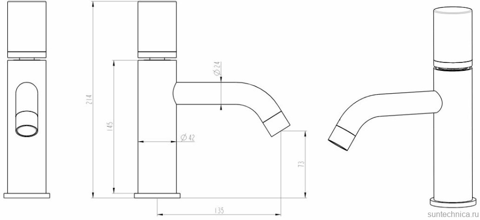 Смеситель для раковины Boheme Stick 121-G-MR-B золотой, мрамор черный