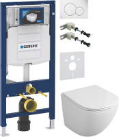 Комплект Унитаз подвесной Owl 1975 Vind TOWLT190302 безободковый + Крепления Geberit Duofix 111.815.00.1 к стене + Звукоизоляция + Инсталляция UP 320 111.300.00.5 + Кнопка Sigma 01 115.770.11.5 белая