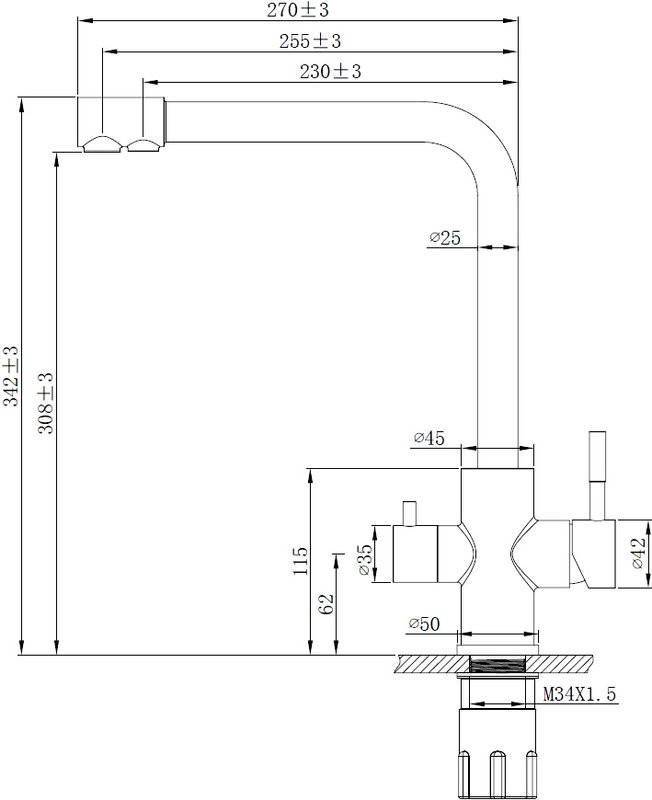 Смеситель для кухни ESKO K24 хром