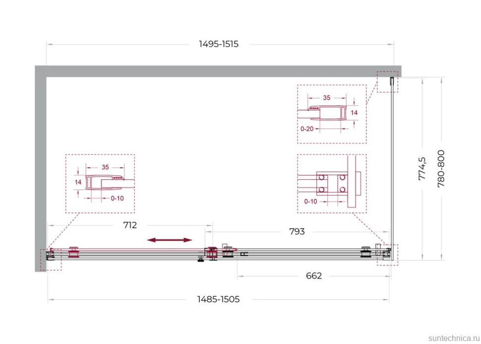 Душевой уголок BelBagno Soft Close-2 AH-1-150/80-C-Cr профиль хром