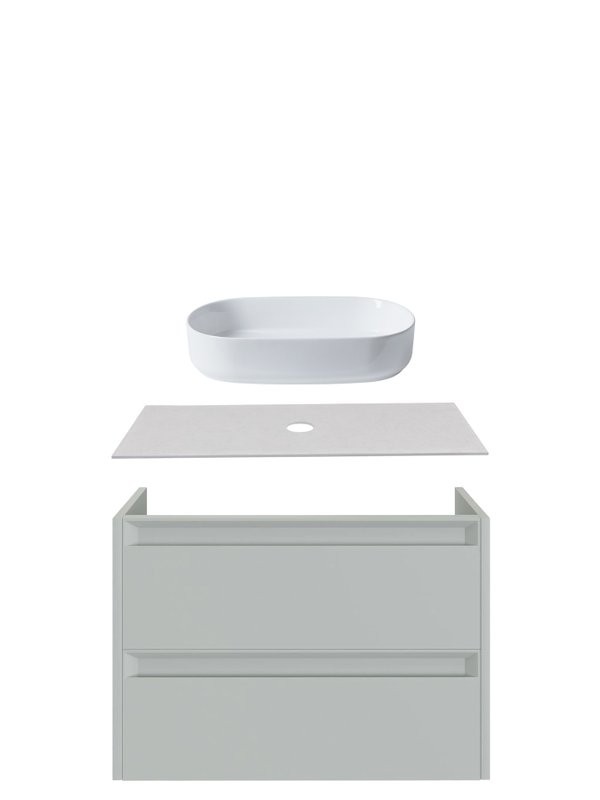 Тумба с раковиной Allen Brau Fantasy 2.0 80 матовый папирус, столешница бежевая, раковина Fantasy Oval 55, белая