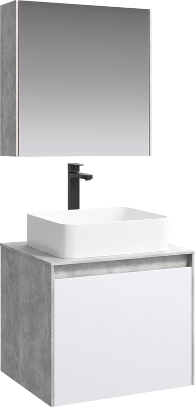 Мебель для ванной комнаты Aqwella 5 stars Mobi 60 бетон светлый, белая