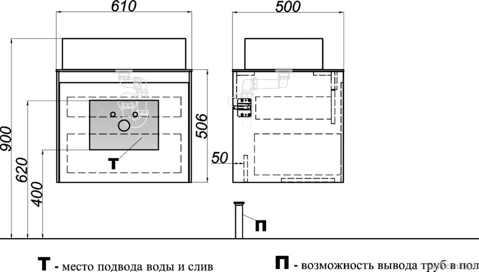 Мебель для ванной комнаты Aqwella 5 stars Mobi 60 бетон светлый, белая