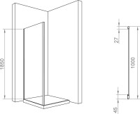 Душевой уголок RGW Classic CL-48B+100 см (158,5x161,5)x100x185 профиль черный, стекло прозрачное