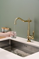 Смеситель для кухни Paulmark Retro Re213226-G, золото