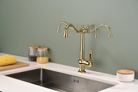 Смеситель для кухни Paulmark Retro Re213226-G, золото