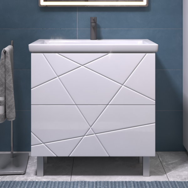 Тумба с раковиной Vigo Geometry 80 напольная, белая, раковина Como 70