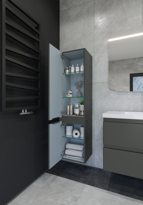 Шкаф-пенал для ванной Caprigo Forte 35 L графит