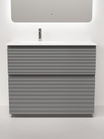 Тумба с раковиной Sancos Folk Floor 100 левая напольная, ergraut soft, раковина CN7014