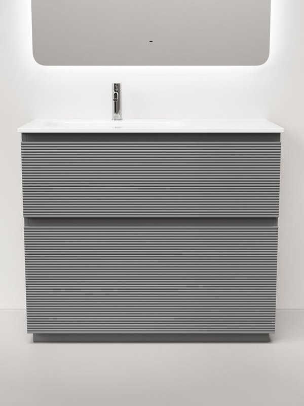 Тумба с раковиной Sancos Folk Floor 100 левая напольная, ergraut soft, раковина CN7014