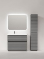 Тумба с раковиной Sancos Folk Floor 100 левая напольная, ergraut soft, раковина CN7014