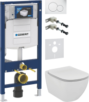 Комплект Унитаз подвесной Ideal Standard Tesi T354601 с микролифтом + Крепления Geberit Duofix 111.815.00.1 к стене + Звукоизоляция + Инсталляция UP 320 111.300.00.5 + Кнопка Sigma 01 115.770.11.5 белая