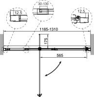 Душевая дверь в нишу Cezares Variante B 1 120/130 C Cr